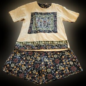 Vintage Capacity Knits Floral 100% Cotton Shorts Set